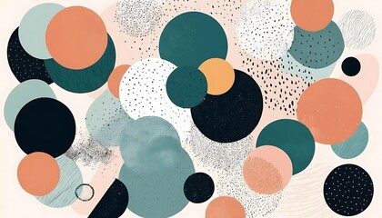 Modern Abstract Composition with Circles and Textures on a Light Background
