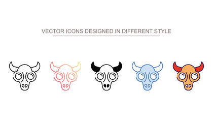 Bull Skull icon design with white background stock illustration