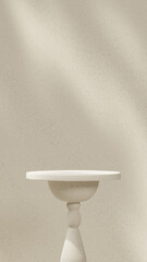 A minimalist product scene with a beige-gray background and soft sunlight pouring in, creating a warm and elegant atmosphere."