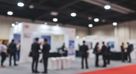 Blurred Abstract Background of a Trade Show with Business People