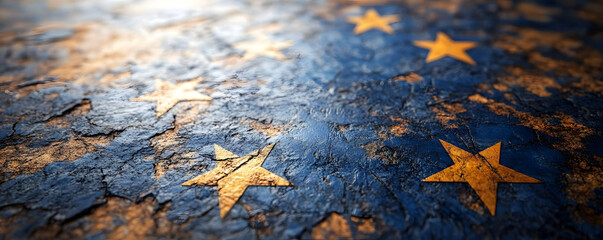 European union flag on weathered surface