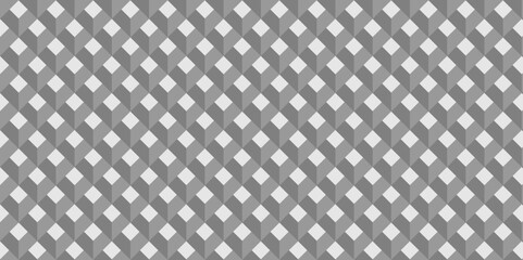 Abstract square white and gray grid tiles cubic square shape backdrop texture. cube geometric wall and floor vector diamond hexagon triangle wallpaper background.	