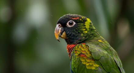 Colorful Parrot Portrait Wildlife Tropical Bird Green Plumage Photo