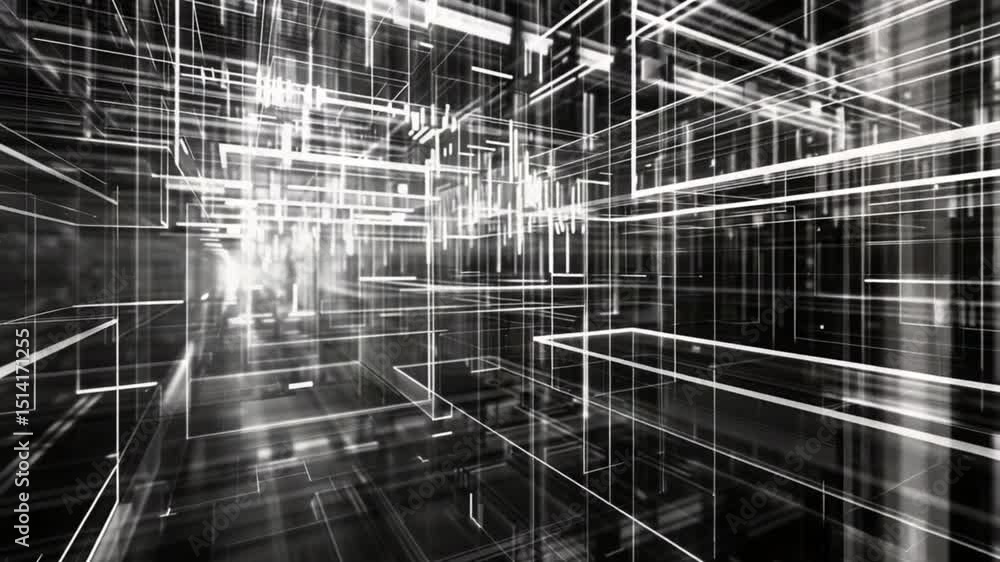  abstract digital lines futuristic high tech environment of depth and complexity with light and shado