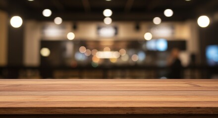 Background of Restaurant Counter with Brown Wood Table Abstract