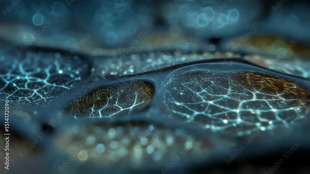 Poster microscopic view of glossy seed kernels reveals encoded drought data illuminated by fluorescence, me