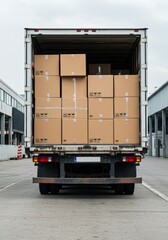 Boxes Filled Truck Delivery Cargo Logistics and Distribution Shipment