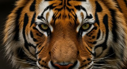 Obraz premium Detailed Portrait of Striped Orange and Black Tiger Face Close Up