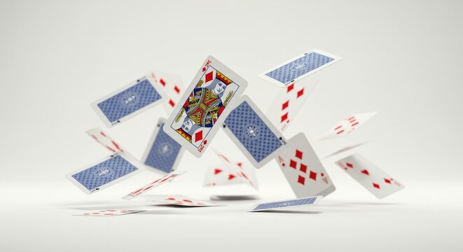 Falling Playing Cards Illustration Games Of Chance And Luck On White