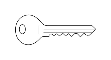 Single Metal House Key Outline Illustration – Security and Access Icon