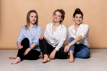happy and overweight multicultural women