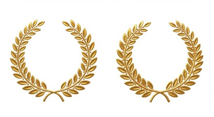 Golden Laurel Wreath Symbol of Victory Award Achievement Illustration