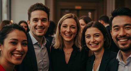 Group Portrait of Smiling Business People Celebrating Success Indoor