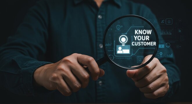 Hand Holding Magnifying Glass Know Your Customer Business Strategy