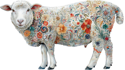 Decorative sheep with floral pattern