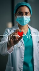 Illustration of Doctor Holding Heart Model For Health Checkup