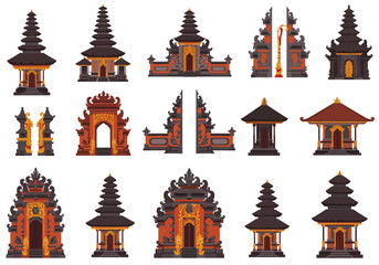 Collection of Balinese Hindu Temples and Gate Designs Traditional Architecture