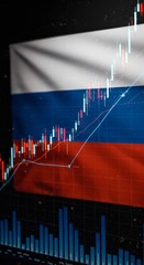 Illustration Russia Stock Market Economy Chart Uptrend Candle Graph