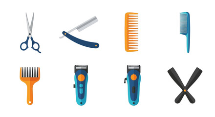 Barber tools Scissors razor combs and hair clippers in vector format