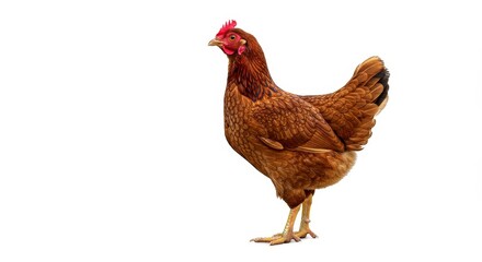 Fototapeta premium Isolated Brown Chicken Hen on White Background Bird Farm Animal