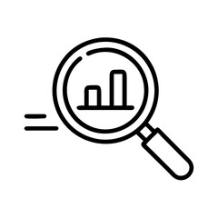 Magnifying glass over bar chart in minimal graphic style  