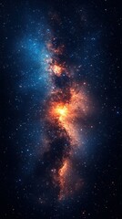 Stunning view of a vibrant galaxy full of stars and cosmic dust swirling in the universe at night