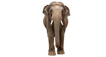 Naklejka premium Isolated Front View Gray Elephant Isolated On White Background Animal