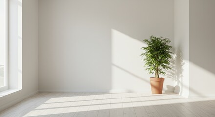 Minimalist Interior Room with Sunlight Plant and Terrazzo Floor Illustration