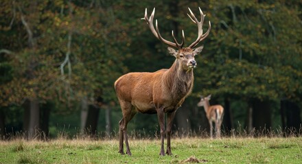 Fototapeta premium Majestic Stag in Natural Habitat Wildlife Outdoors Forest Animal