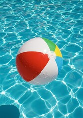 Photo of Beach Ball Reflects in Sparkling Blue Water of Pool