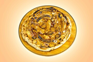 Traditional Brazilian sweet banana pizza with cinnamon and condensed milk. The best pizza in the world