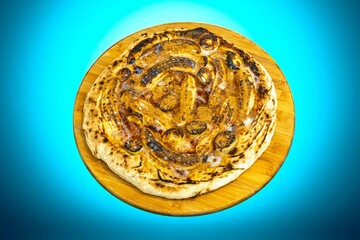Traditional Brazilian sweet banana pizza with cinnamon and condensed milk. The best pizza in the world