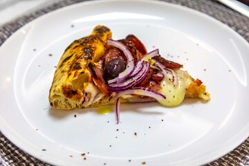 Traditional Brazilian Calabrian sausage pizza. Brazilian food, real food
