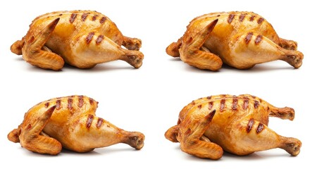 Grilled Chicken Four Views Isolated On White Background Food Meal