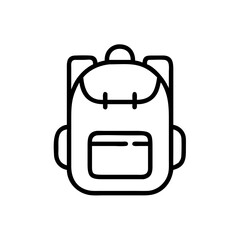 Minimalist backpack design with front pocket in black outline style  