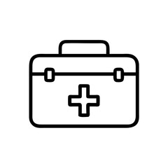 Obraz premium First aid kit outline illustration with cross symbol 