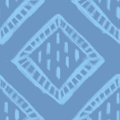 Blue Tribal seamless pattern background