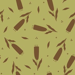Olive brown flower seamless pattern