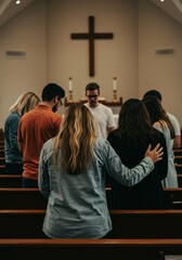 Photo People Praying Together inside Church Faith and Religion