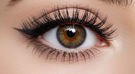 Obraz premium Realistic Eye Closeup with Detailed Lashes and Perfect Skin