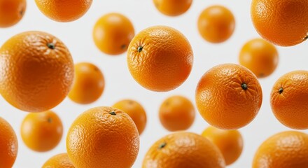 Realistic Image of Heap of Fresh Juicy Oranges on White Background
