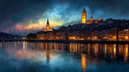 Fototapeta premium night view of the ancient city