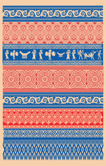 New creation on traditional Toraja batik in two colors red and blue.