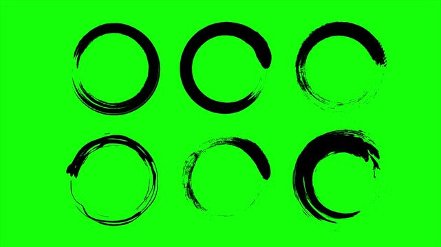 Animated Brush Stroke Circles on Green Screen. Great for titles and graphics.