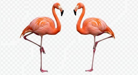 Obraz premium Pixelated Illustration of Two Pink Flamingos Birds Standing Isolated