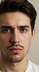 Obraz premium Sad Man Portrait with Glitter Makeup and Tears in Studio Setting