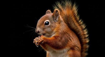 Obraz premium Squirrel Portrait Close up Wildlife Animal On Black Background