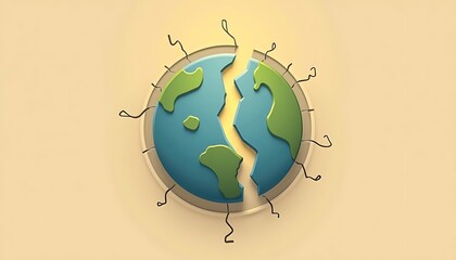 Cracked Earth Globe with Wires