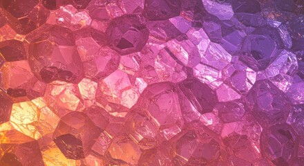 Multihued geometric crystal cluster sparkling facets