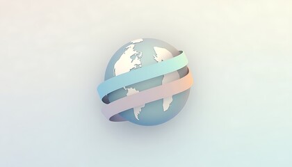World Globe with Pastel Ribbons